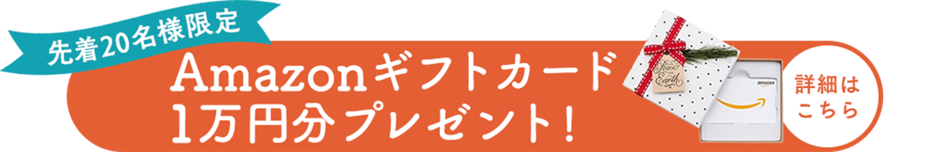 先着20名様限定Amazonギフトカード1万円分プレゼント！詳細はこちら